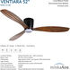 Ventiara 52 inch Coal with Distressed Koa Blades Flush Mount Indoor/Outdoor Ceiling Fan