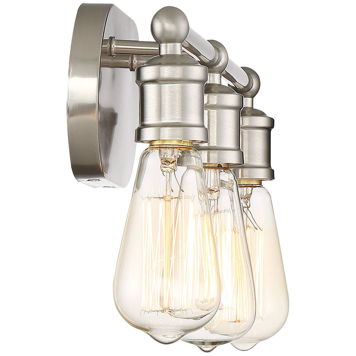 Industrial 3 Light 18.5 inch Brushed Nickel Bathroom Vanity Light Wall Light