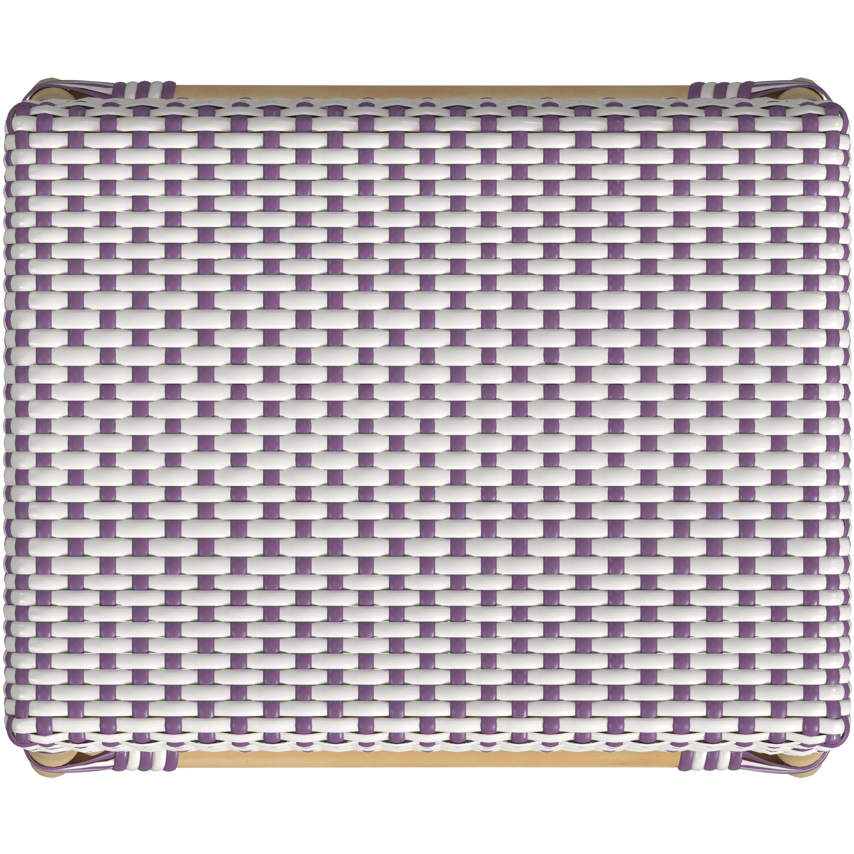 Robias Rectangular Rattan 24.5" Counter Stool in White and Purple Dot