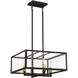 Harris 4 Light 18 inch Textured Black with Warm Brass Pendant Ceiling Light