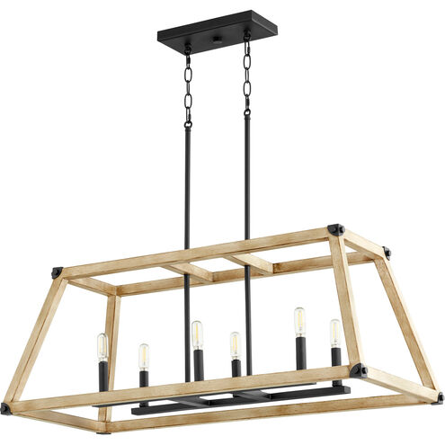 Alpine 6 Light 36 inch Noir with Driftwood Linear Pendant Ceiling Light