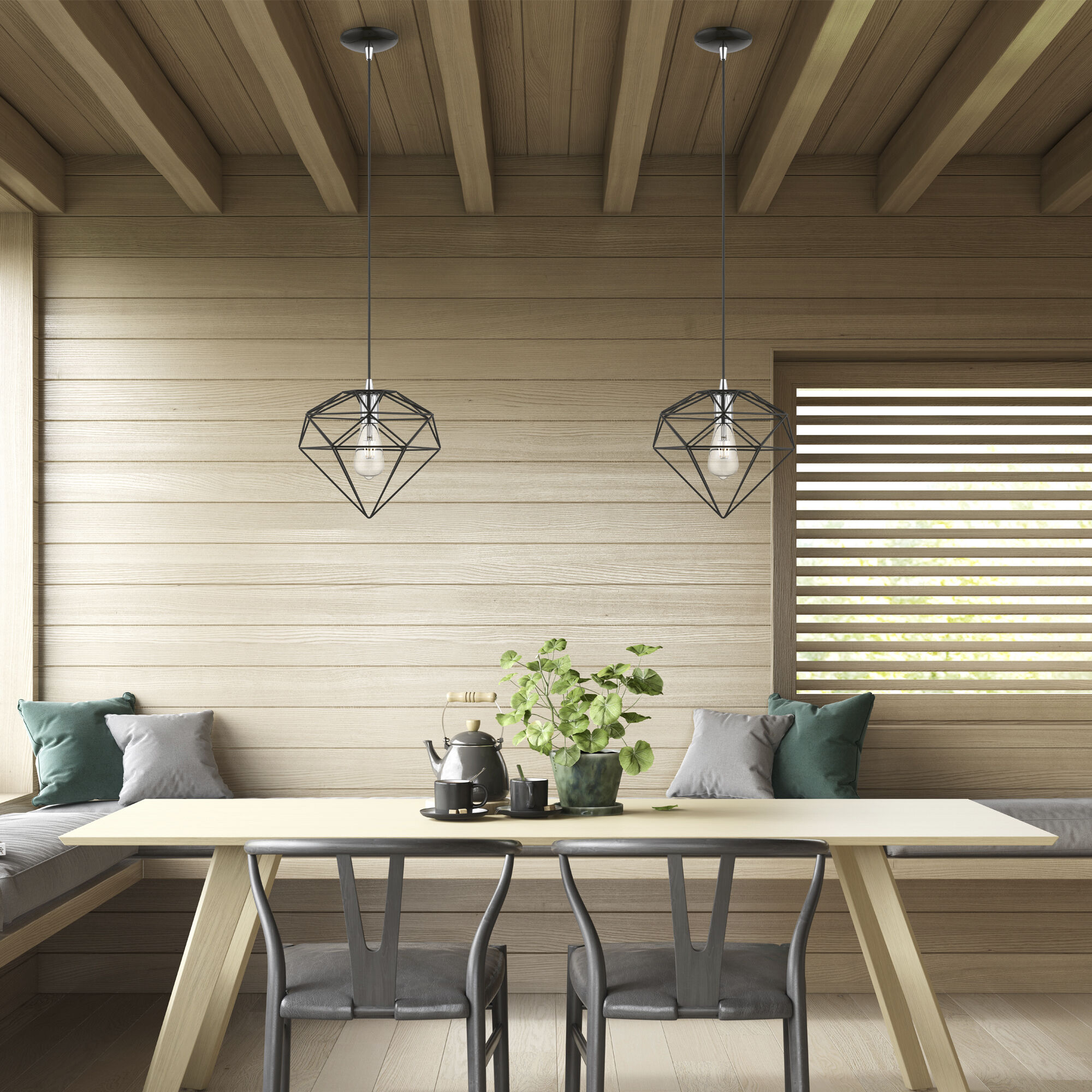 Knox 1 Light 11 inch Shiny Black with Polished Chrome Accents Pendant Ceiling Light