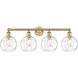 Athens Water Glass 4 Light 35 inch Brushed Brass Bath Vanity Light Wall Light in Clear Glass