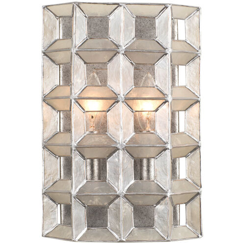 Prado 2 Light 8 inch Oxidized Silver Leaf Bath Wall Sconce Wall Light