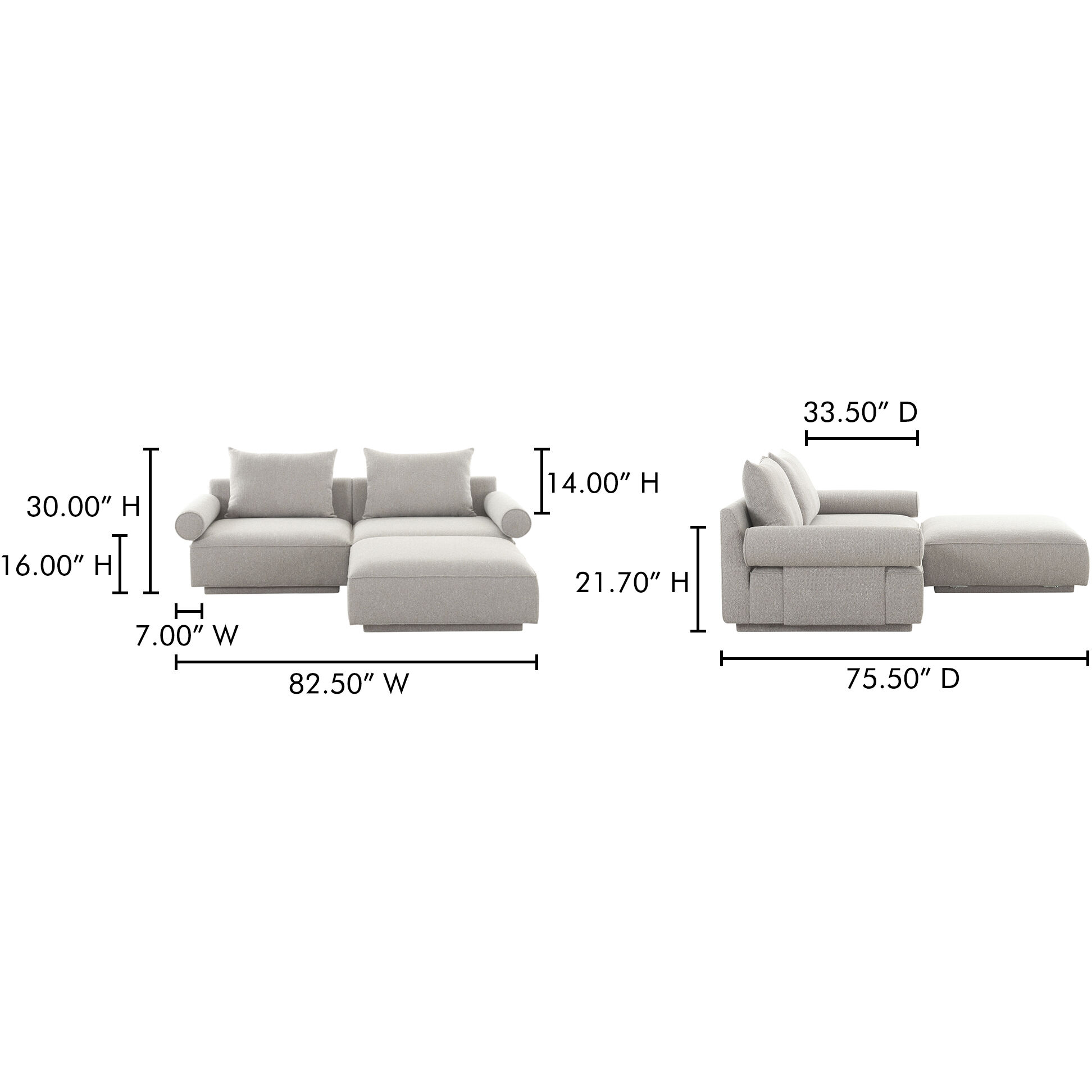 Rosello Grey Modular Sectional, Nook