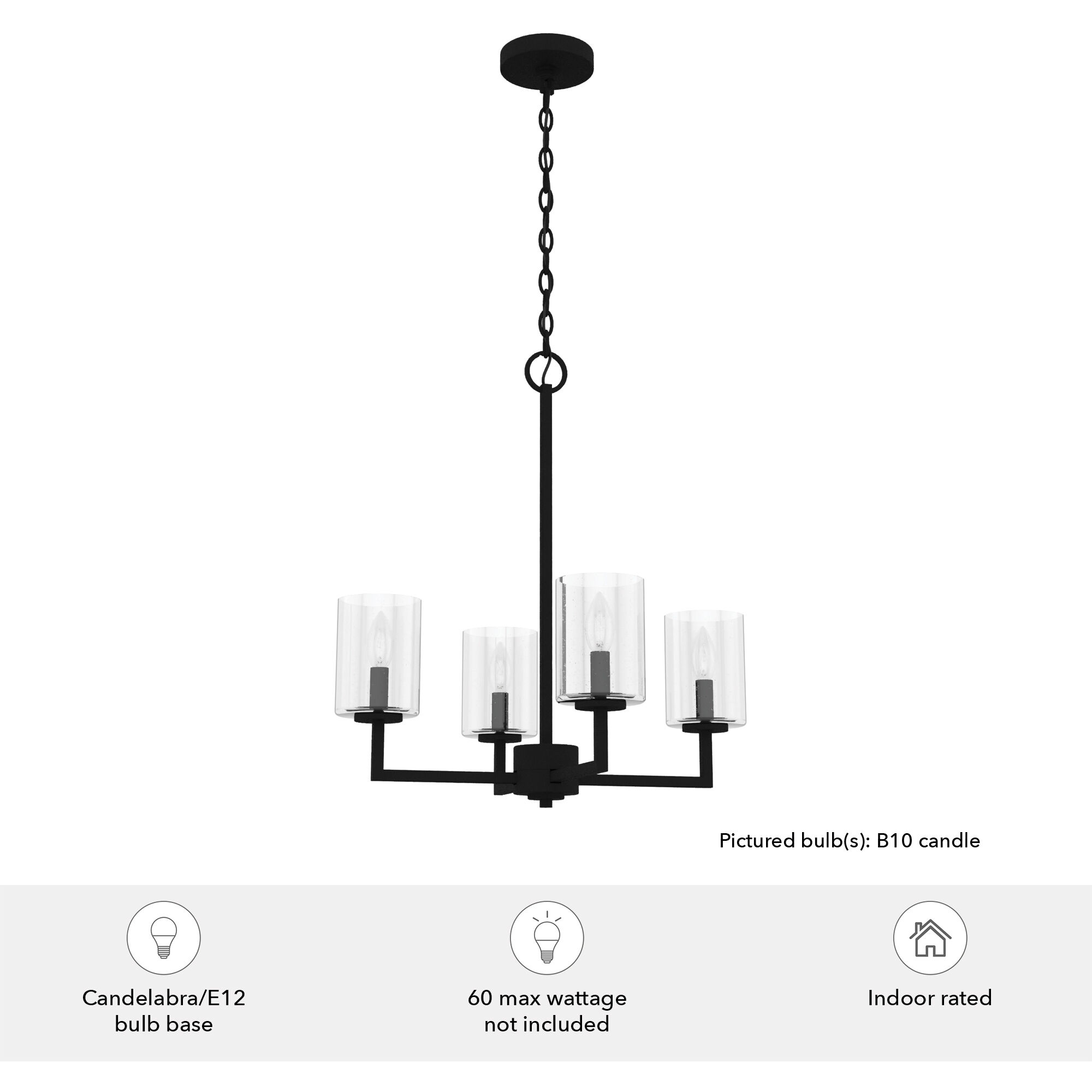 Kerrison 4 Light 20.5 inch Natural Black Iron Chandelier Ceiling Light