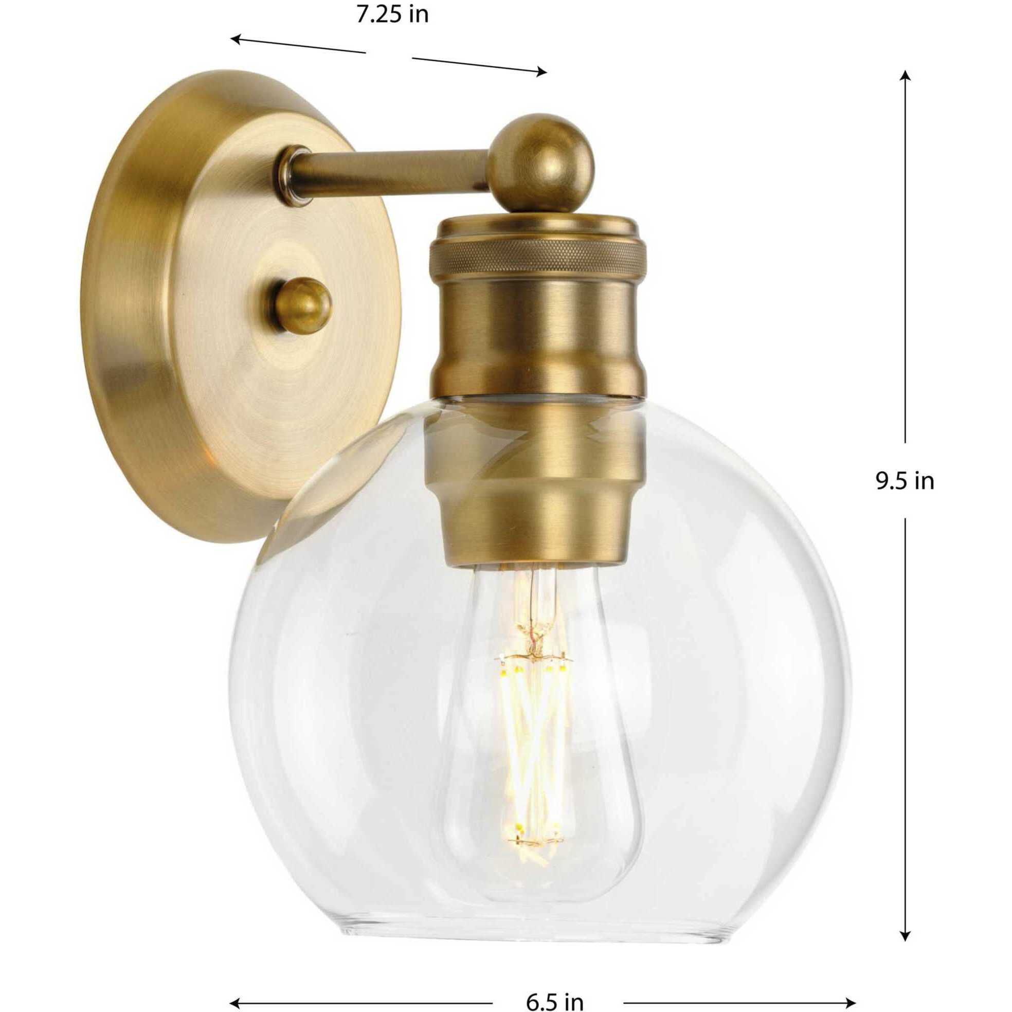 Hansford 1 Light 7 inch Vintage Brass Bath Vanity Wall Light