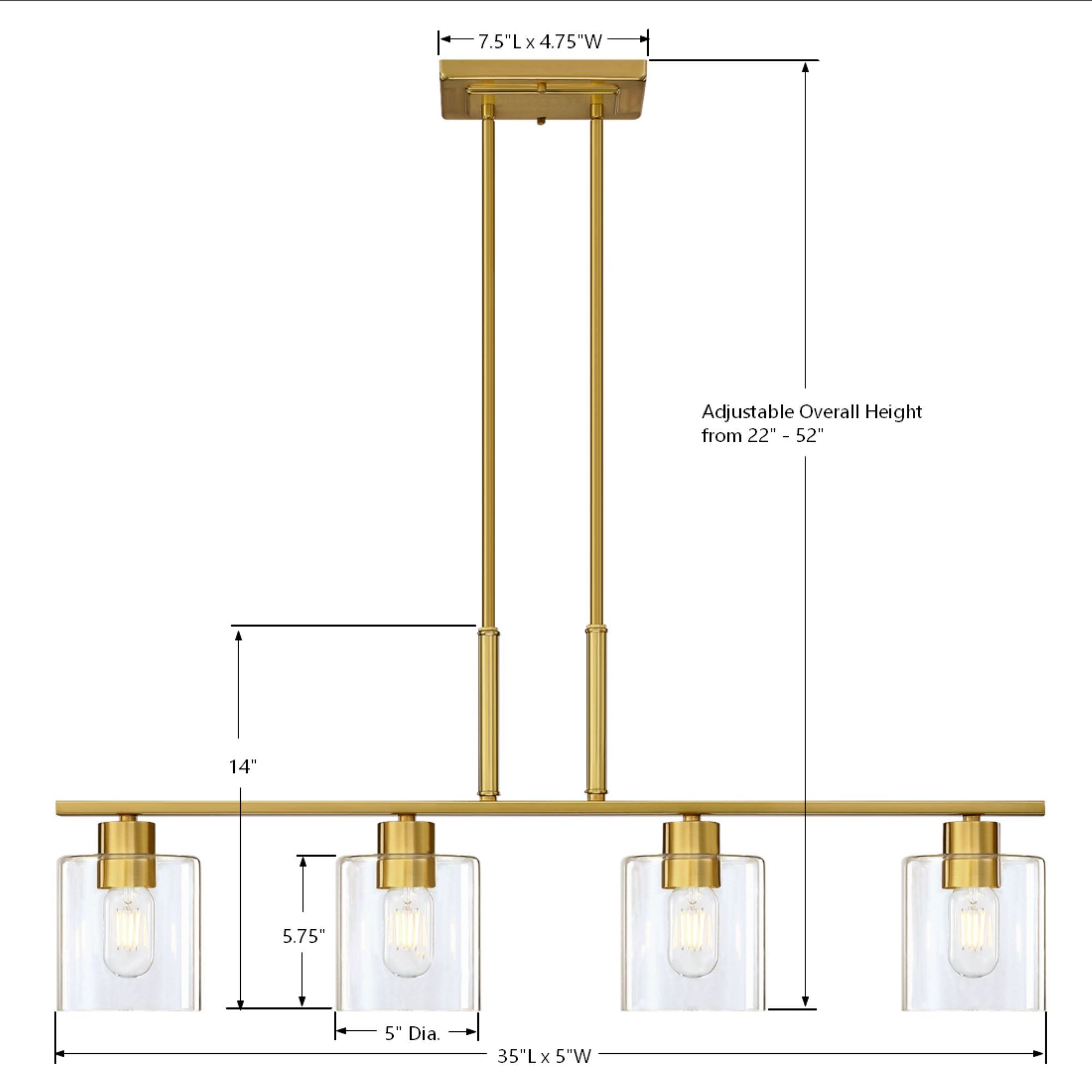 Fiona 4 Light 35 inch Soft Gold Island Pendant Ceiling Light