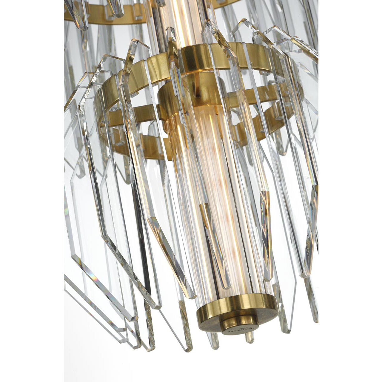 Waterford Killarney LED 32 inch Natural Brass Layered Chandelier Ceiling Light