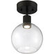 Port Nine LED 8 inch Matte Black Semi-Flush Ceiling Light in Clear