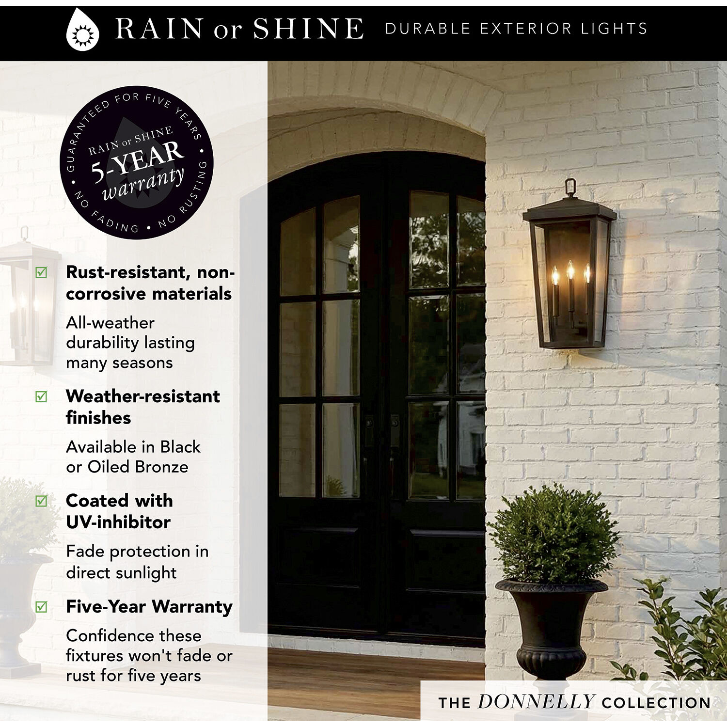 Donnelly 3 Light 24 inch Black Outdoor Wall Lantern