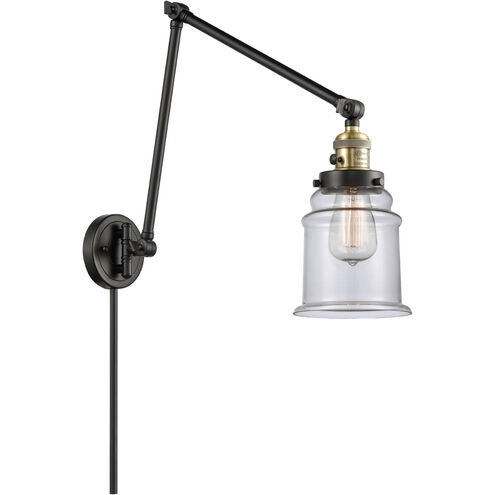 Canton 30 inch 3.50 watt Black Antique Brass Swing Arm Wall Light, Franklin Restoration