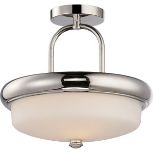 Dylan LED 13 inch Polished Nickel and Satin White Semi Flush Mount Ceiling Light