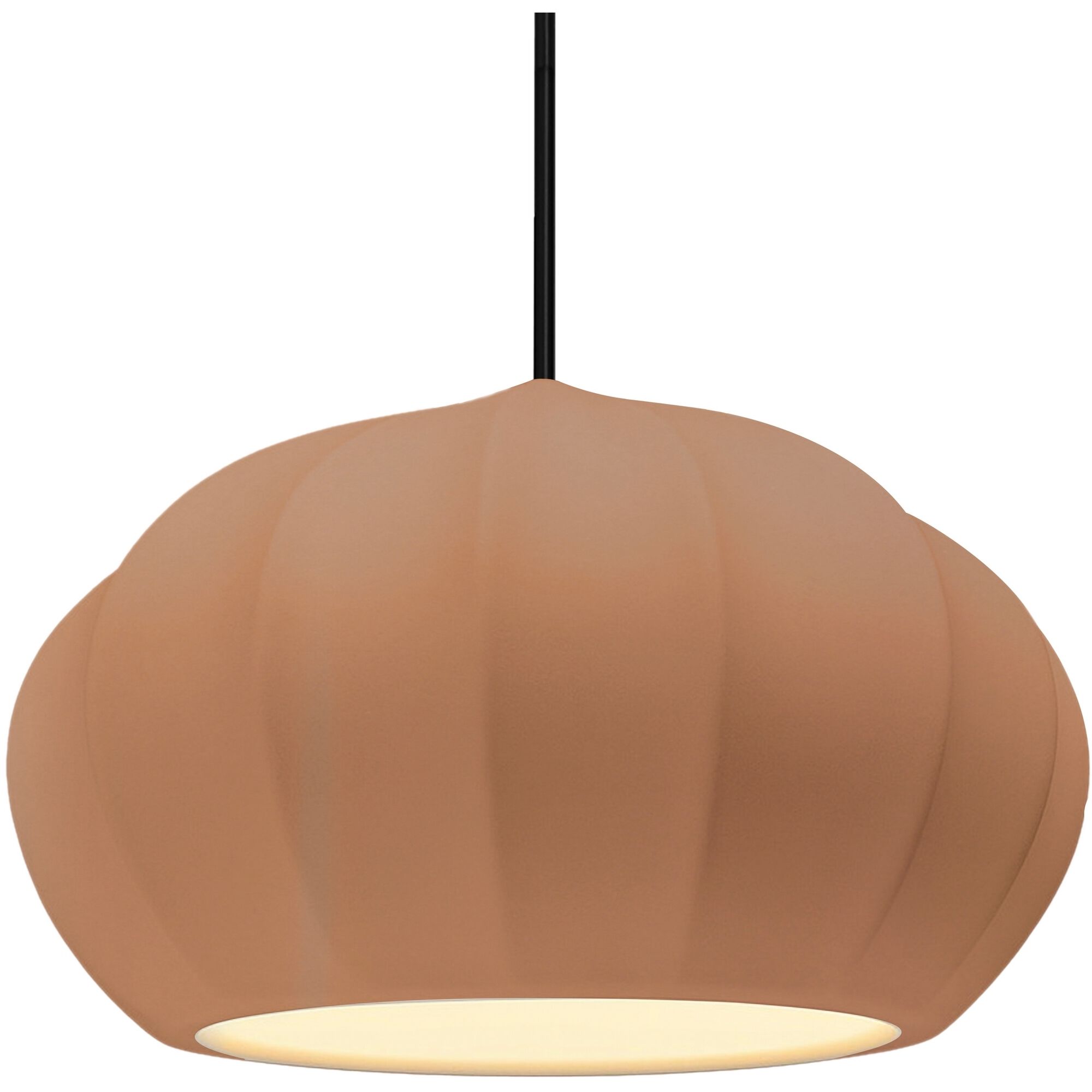 Radiance Collection - Fluted Pendant Ceiling Light in Polished Chrome, Black Cord, Replaceable Bulb, Adobe, Form+Finish+Function