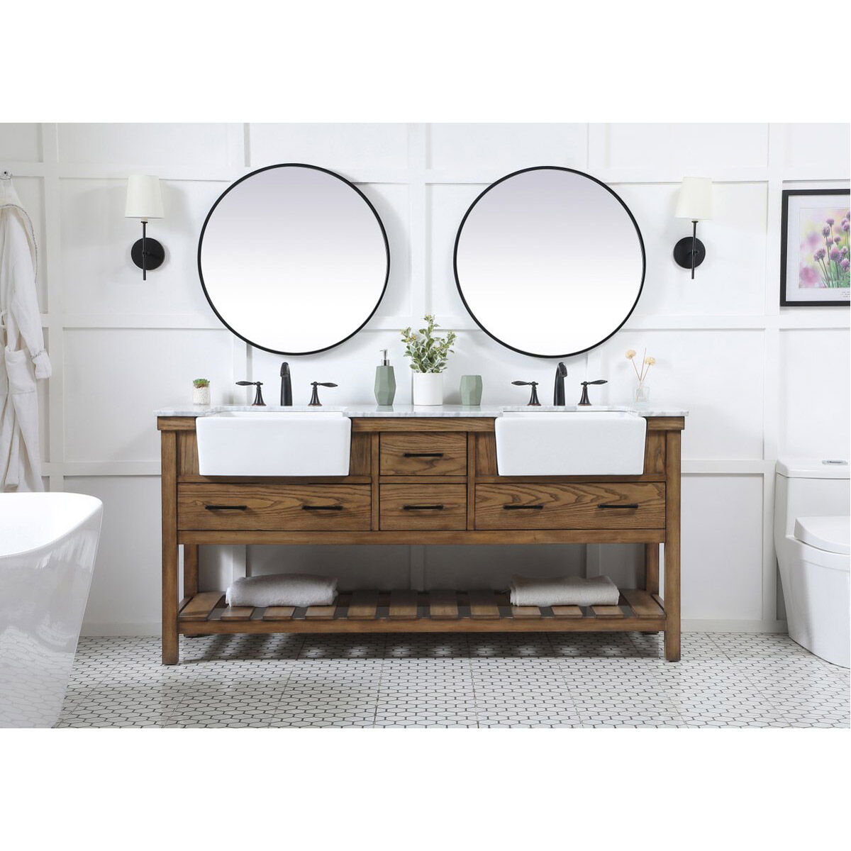 Clement 72 X 22 X 34.13 inch Driftwood Bathroom Vanity Cabinet