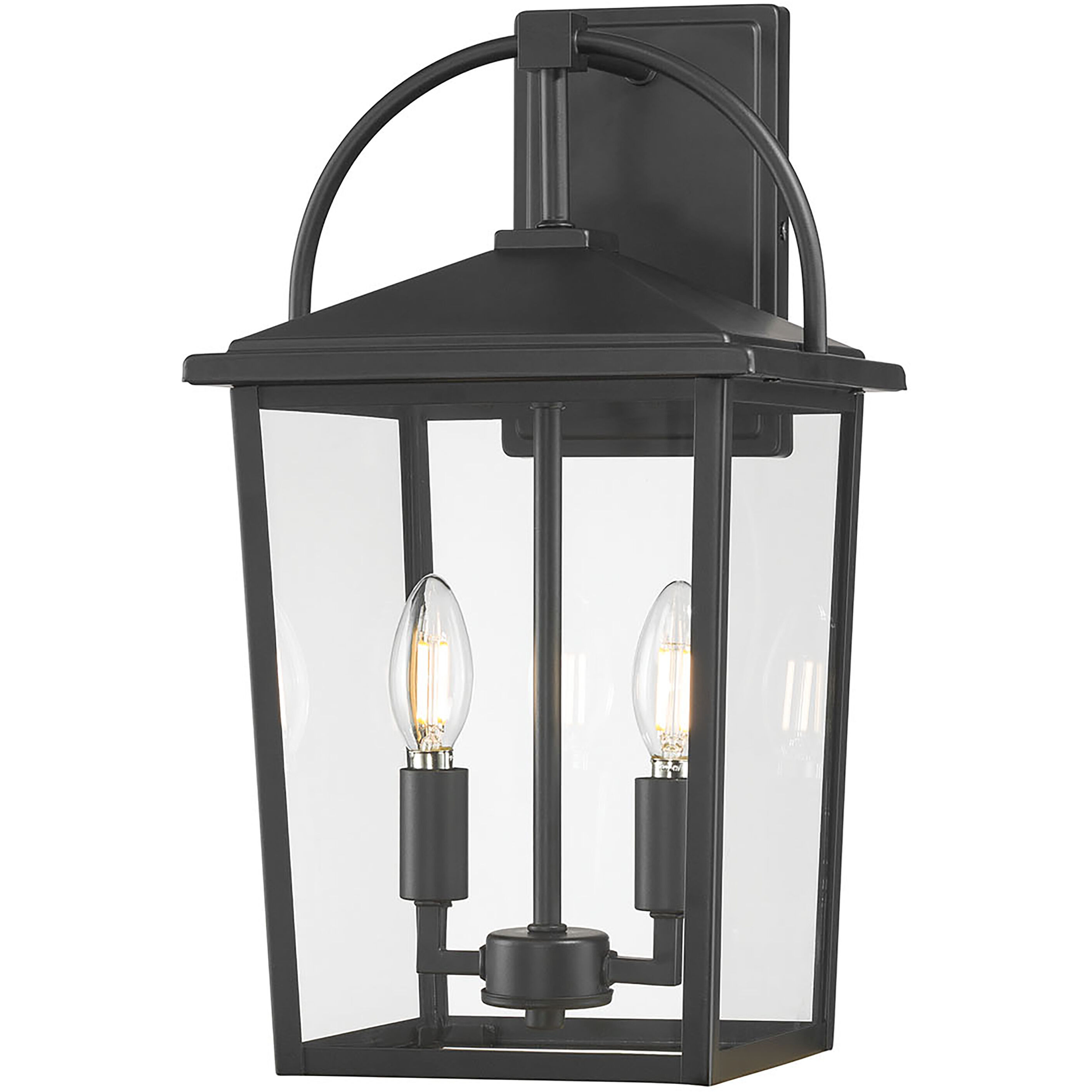 Strathden 2 Light 17 inch Powder Coated Black Outdoor Wall Sconce