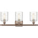 Ballston Cobbleskill LED 26 inch Antique Copper Bath Vanity Light Wall Light in Deco Swirl Glass