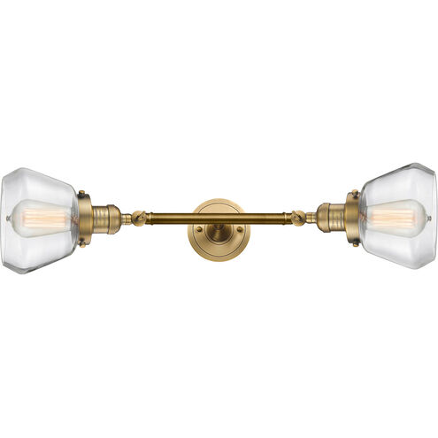 Franklin Restoration Fulton LED 7 inch Brushed Brass Bath Vanity Light Wall Light in Clear Glass, Franklin Restoration