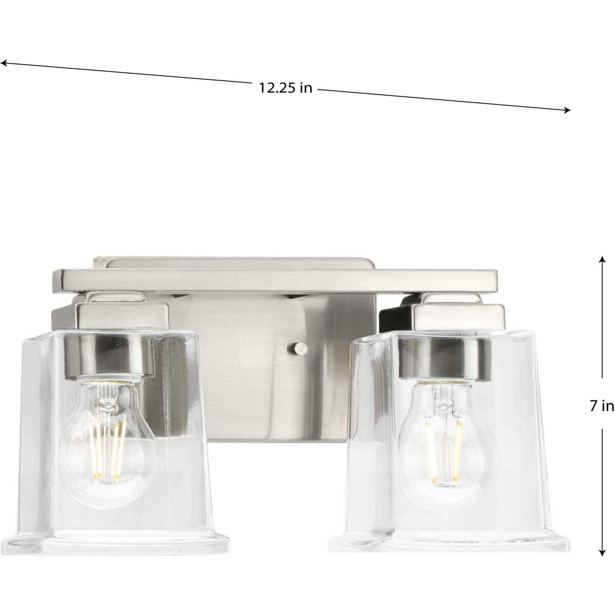 Gilmour 2 Light 12 inch Brushed Nickel Bath Vanity Wall Light