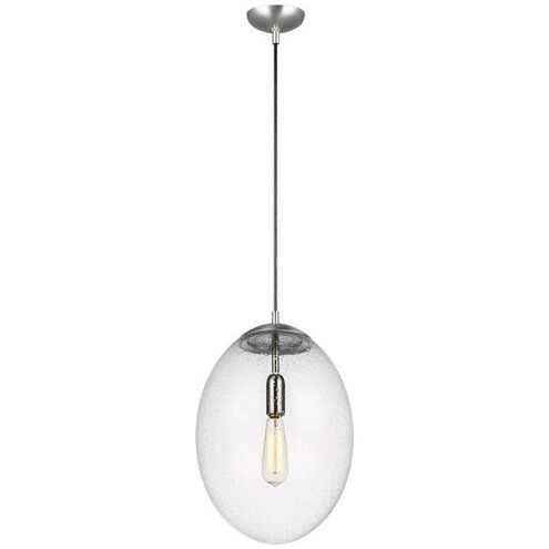 Leo - Hanging Globe 1 Light 14 inch Satin Aluminum Pendant Ceiling Light