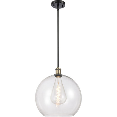 Ballston Athens LED 14 inch Black Antique Brass and Matte Black Pendant Ceiling Light in Clear Glass