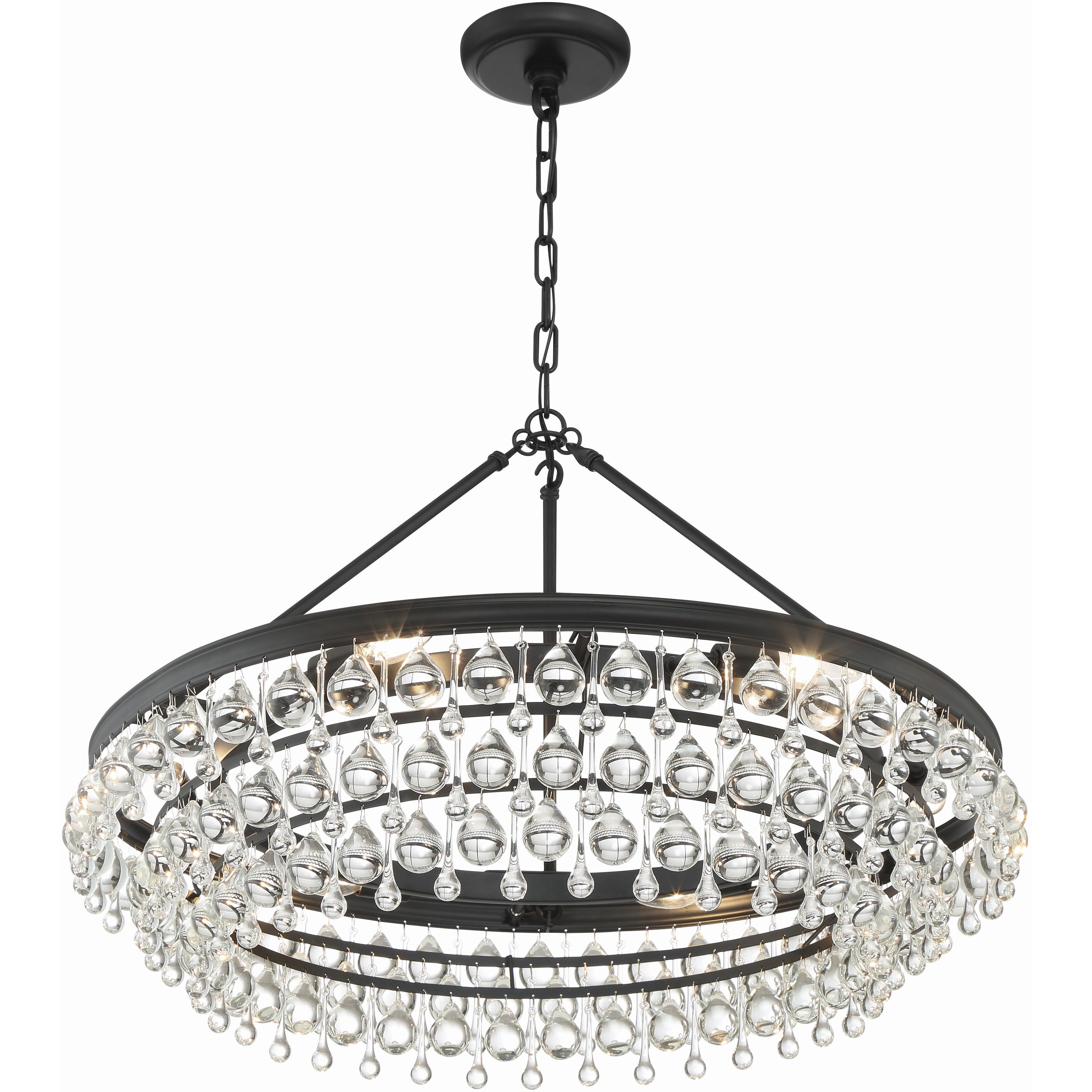 Calypso 6 Light 30 inch Matte Black Chandelier Ceiling Light