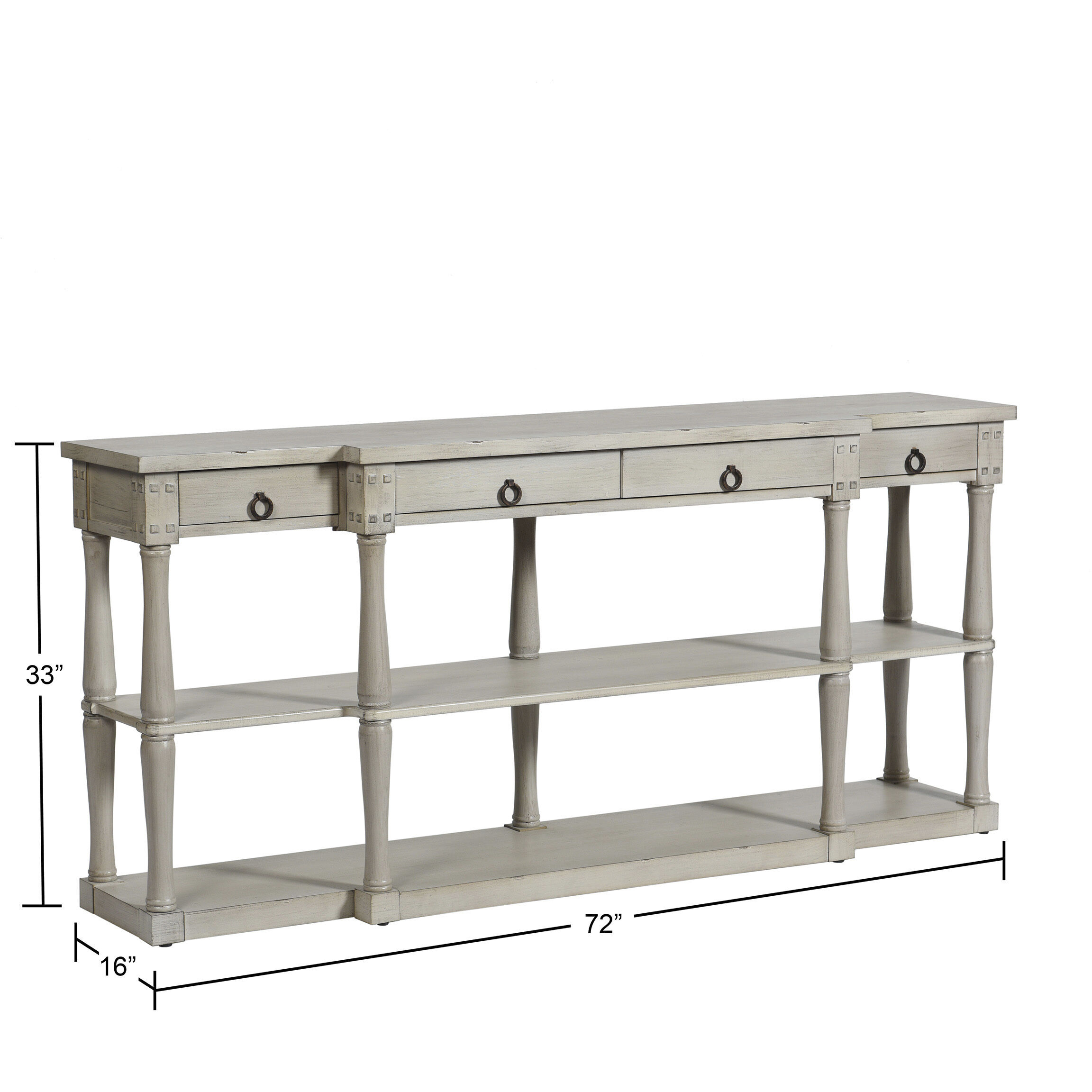 Wilshire Breakfront 72 inch Distressed Light Grey Console