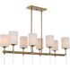 Awyr 8 Light 43.5 inch Warm Brass Linear Chandelier Ceiling Light