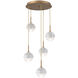 Cabochon LED Novel Brass with White Marble Pendant Chandelier Ceiling Light in 2700K LED, Opal White