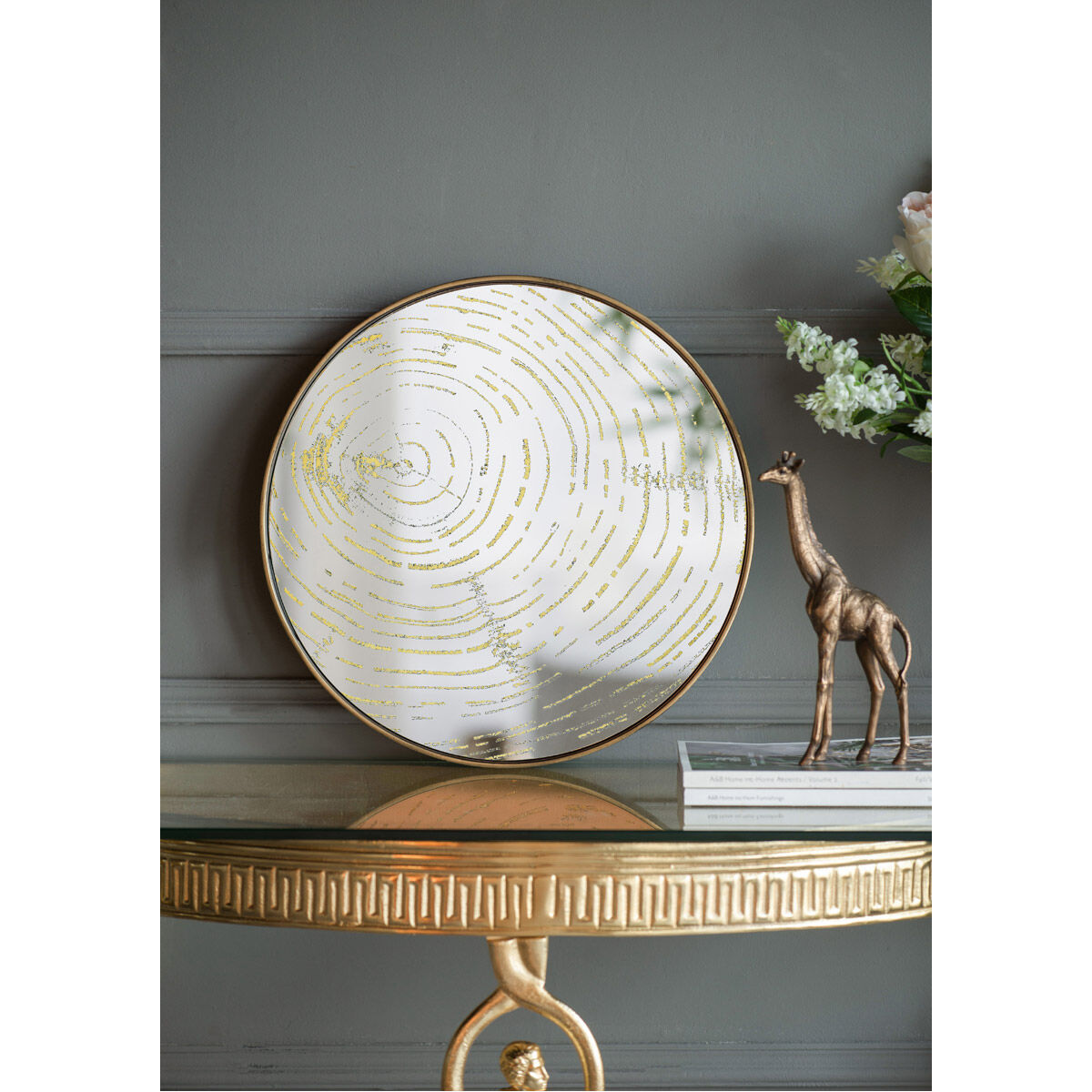 Wood Black and Gold and Mirror Tray