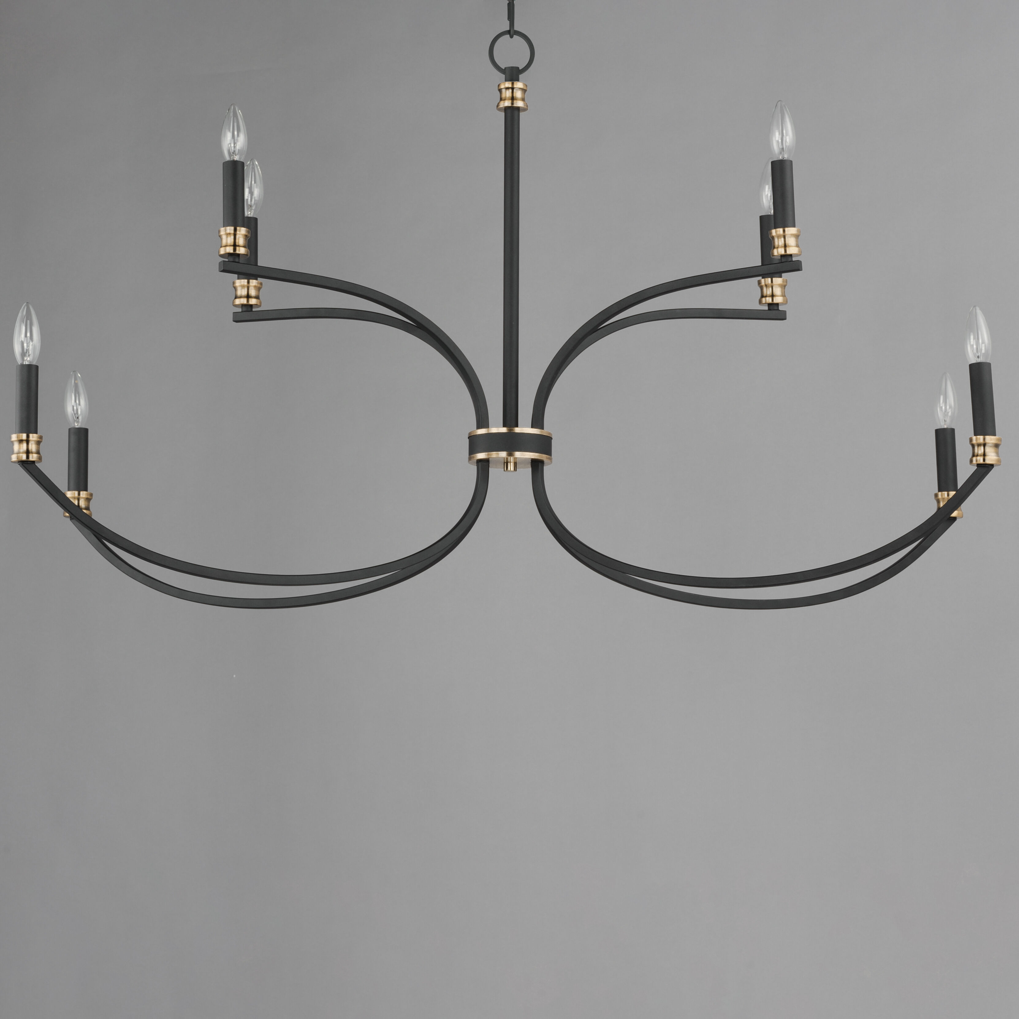 Charlton 8 Light 48 inch Black/Antique Brass Multi-Tier Chandelier Ceiling Light