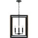 Rowe 4 Light 16 inch Matte Black and Brown Wood Foyer Ceiling Light