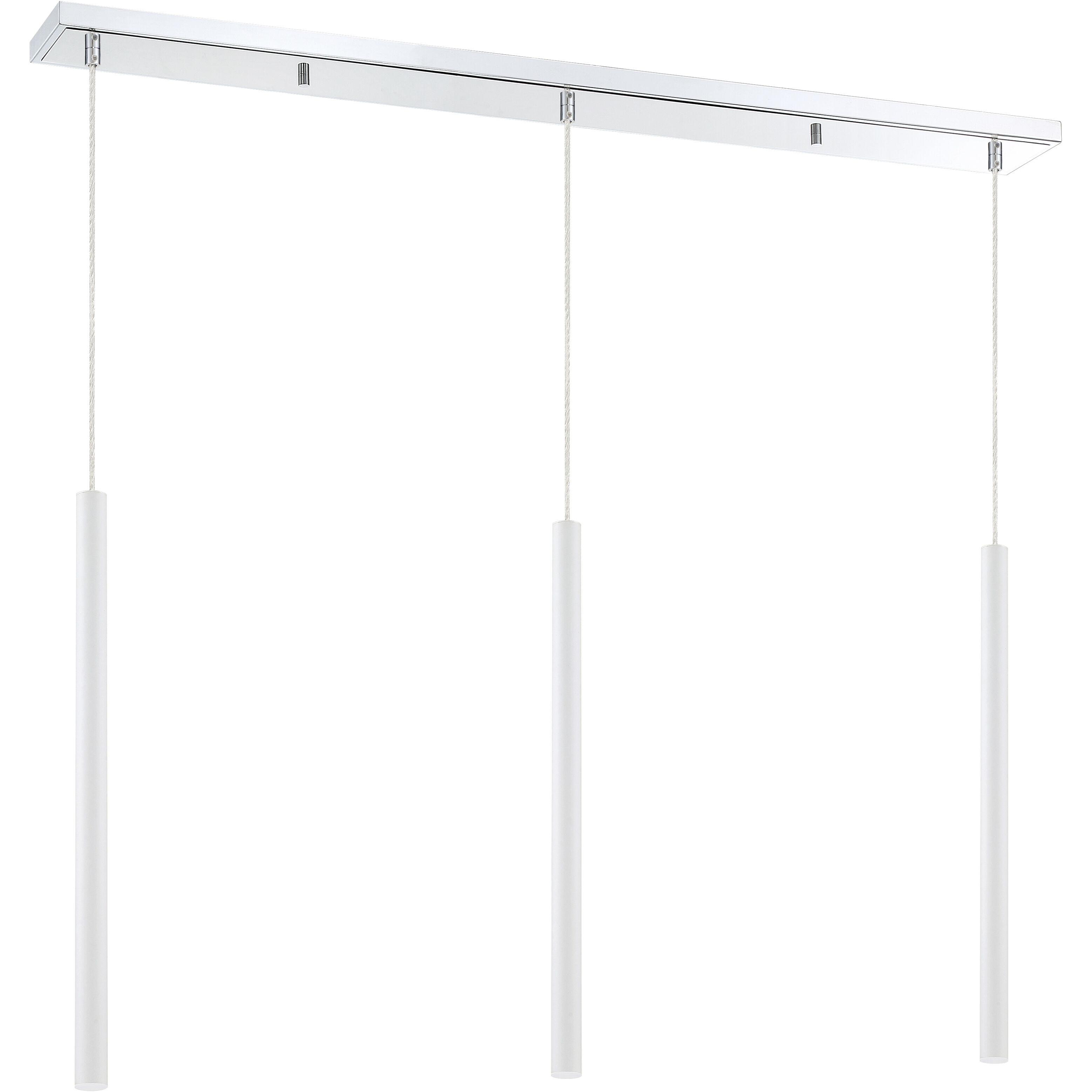 Forest LED 46 inch Chrome Linear Chandelier Ceiling Light in 3, 20, Matte White Steel