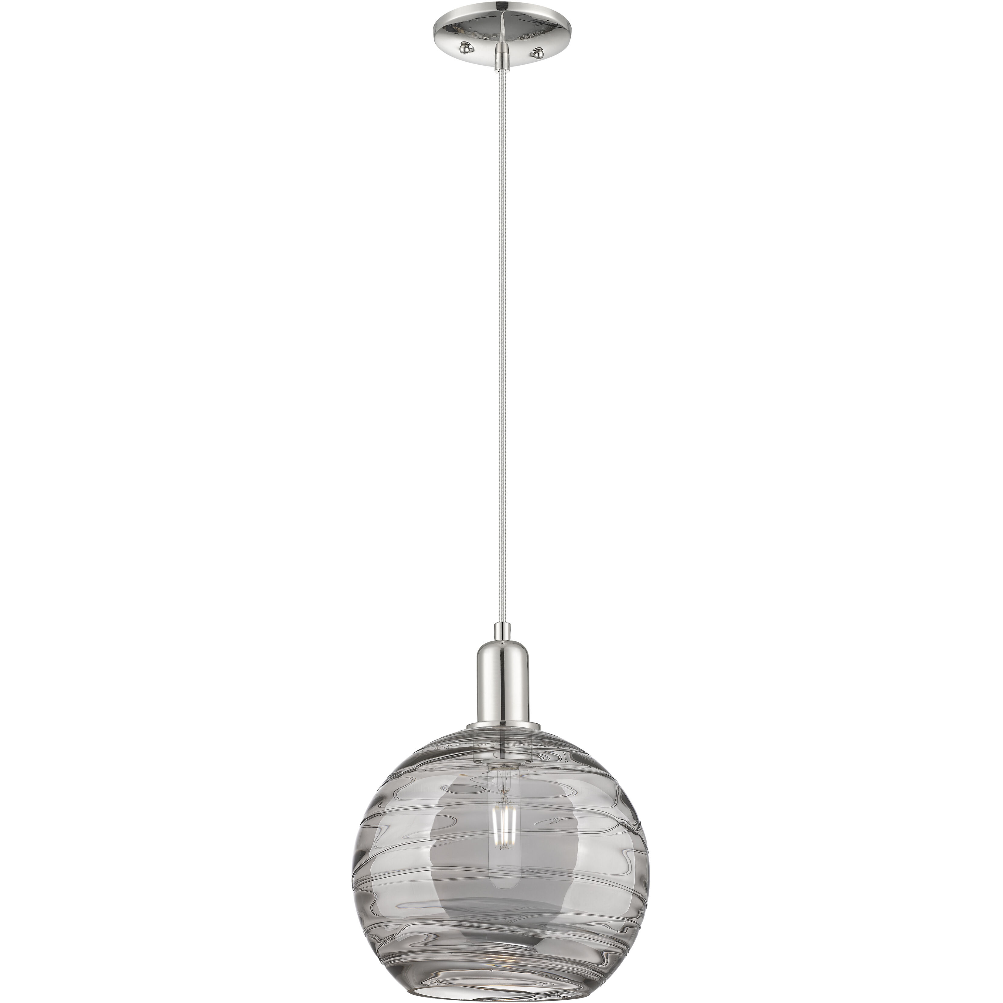 Arcadia Athens Deco Swirl 1 Light 10 inch Polished Nickel Mini Pendant Ceiling Light