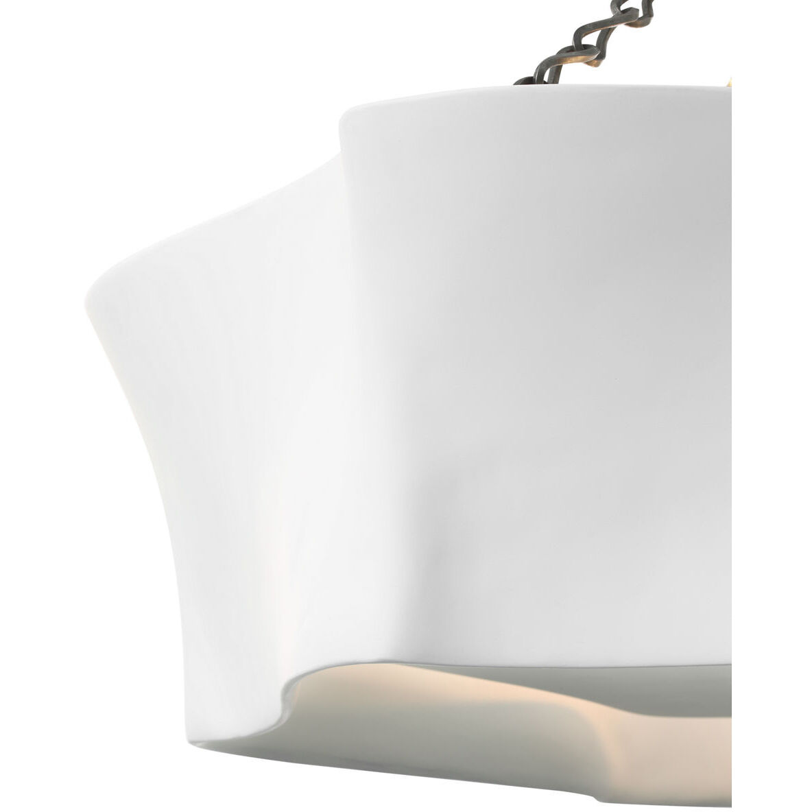 AERIN Ayers LED 30.5 inch Bronze and Plaster White Sculptural Chandelier Ceiling Light