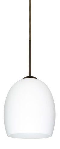 Lucia 1 Light Bronze Pendant Ceiling Light in Opal Matte Glass, Incandescent