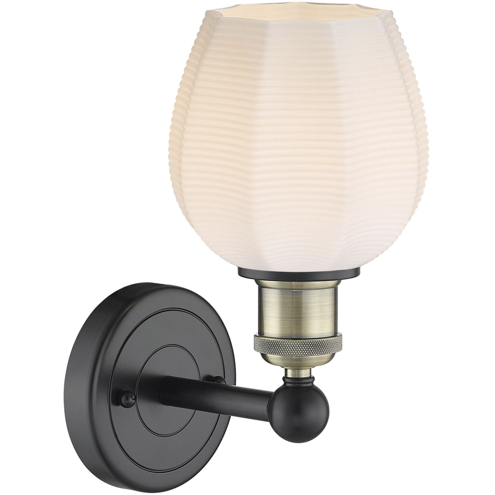 Norfolk Sconce Wall Light in Black Antique Brass, Matte White