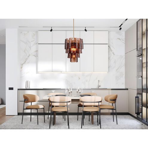 Fire and Ice 5 Light 16.75 inch Lacquered Gold Chandelier Ceiling Light in Dark Amber Glass