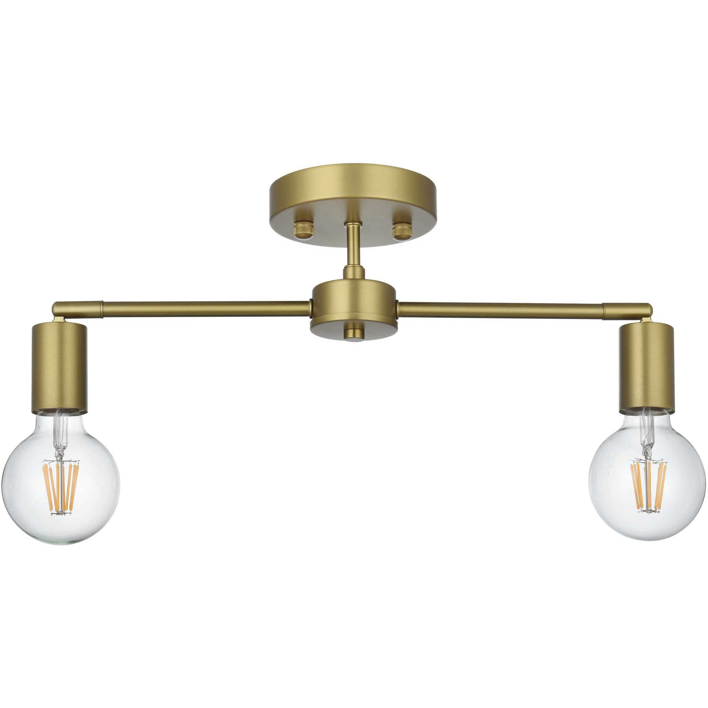 Zane 2 Light 5 inch Satin Gold Flush Mount Ceiling Light
