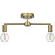Zane 2 Light 5 inch Satin Gold Flush Mount Ceiling Light