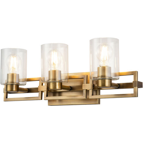 Estes 3 Light 23 inch ATB Bath Light Wall Light in Antique Brass