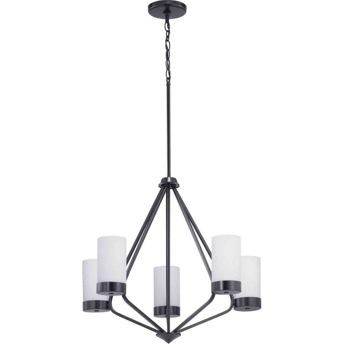 Elevate 5 Light 27 inch Matte Black Chandelier Ceiling Light, Design Series