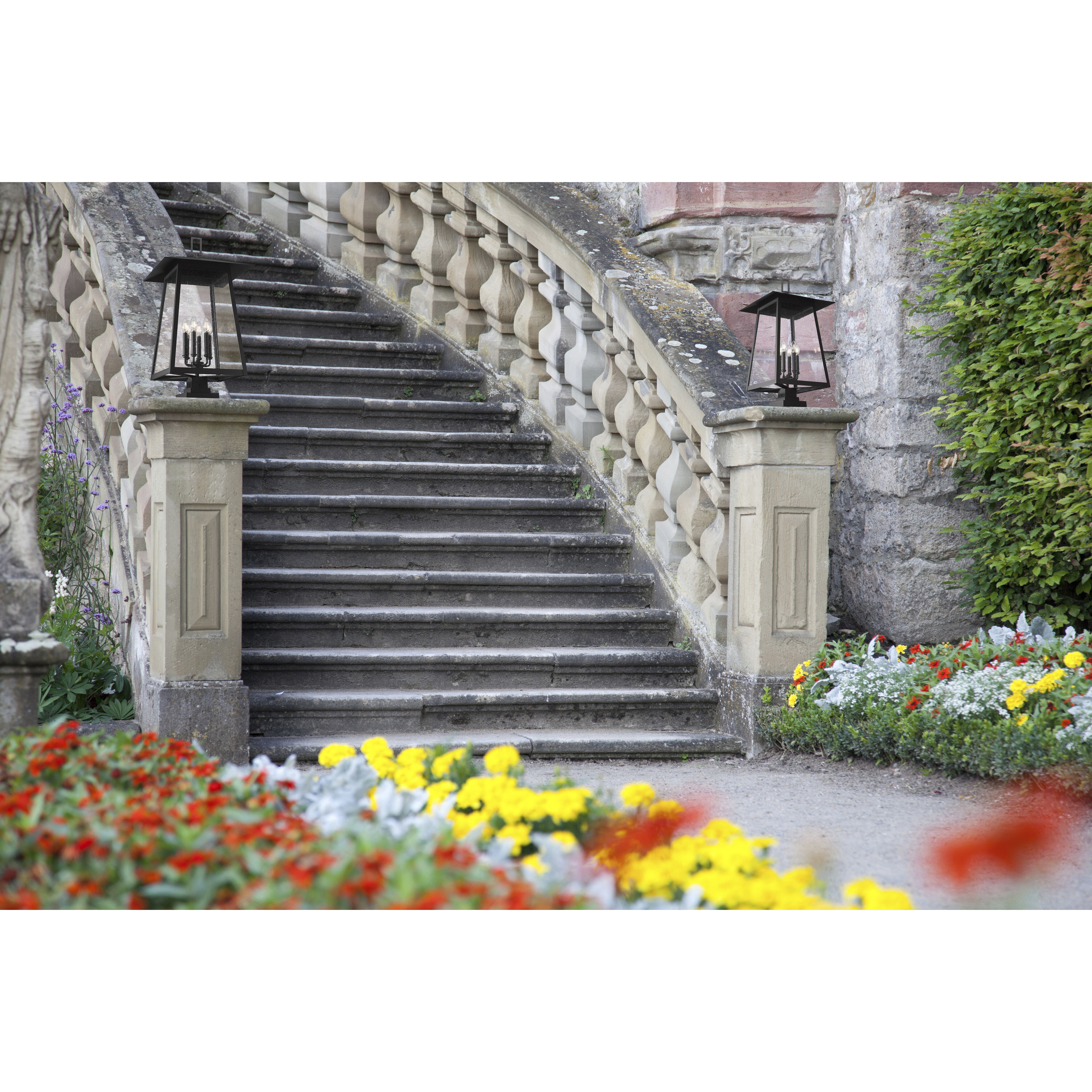 Rainer 6 Light 32.5 inch Black Outdoor Pier Mounted Fixture in G9