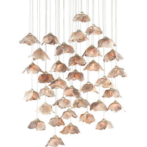 Catrice 36 Light 33 inch Silver/Contemporary Silver Leaf/Natural Shell Multi-Drop Pendant Ceiling Light