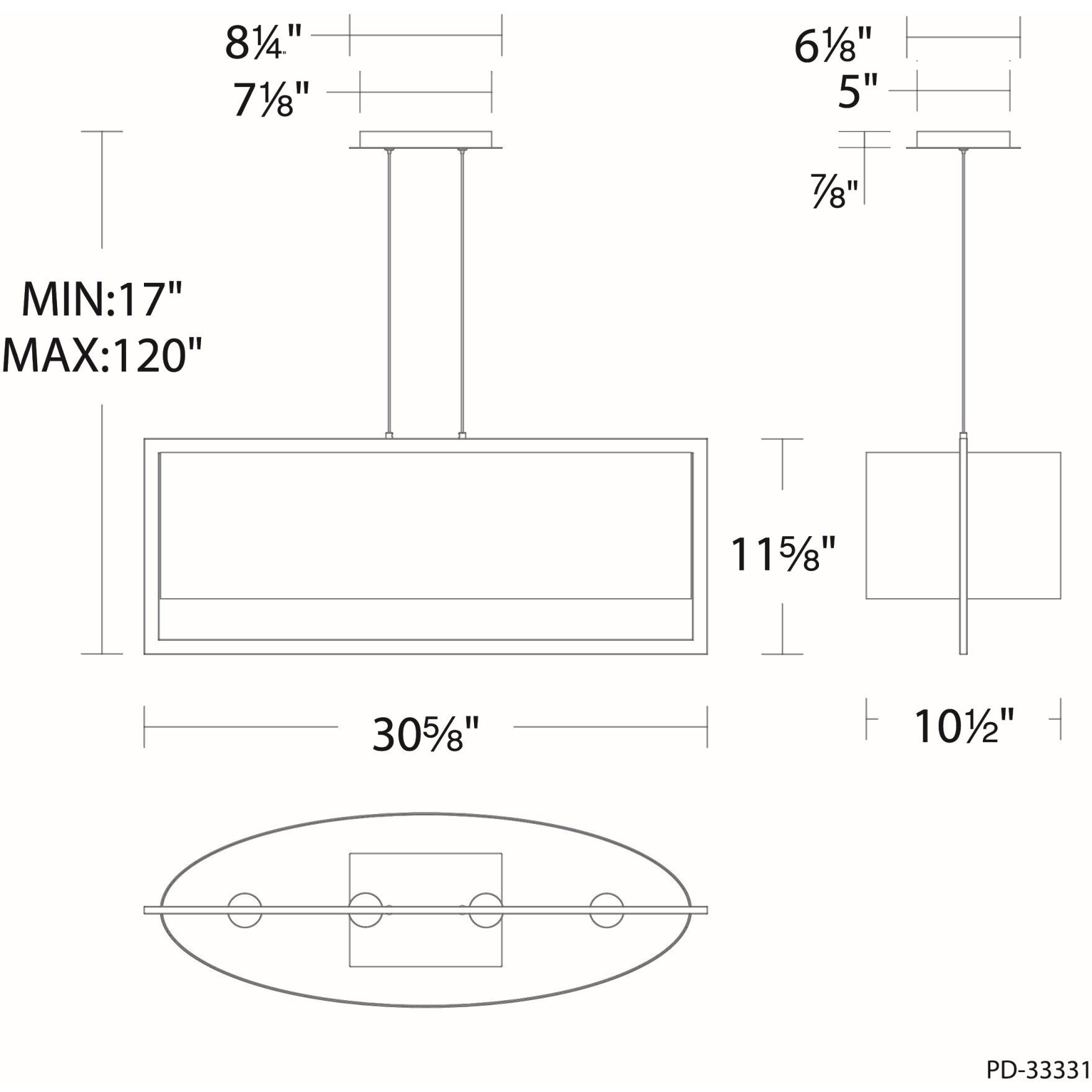 Park Avenue Linear Pendant Ceiling Light in Aged Brass, dweLED