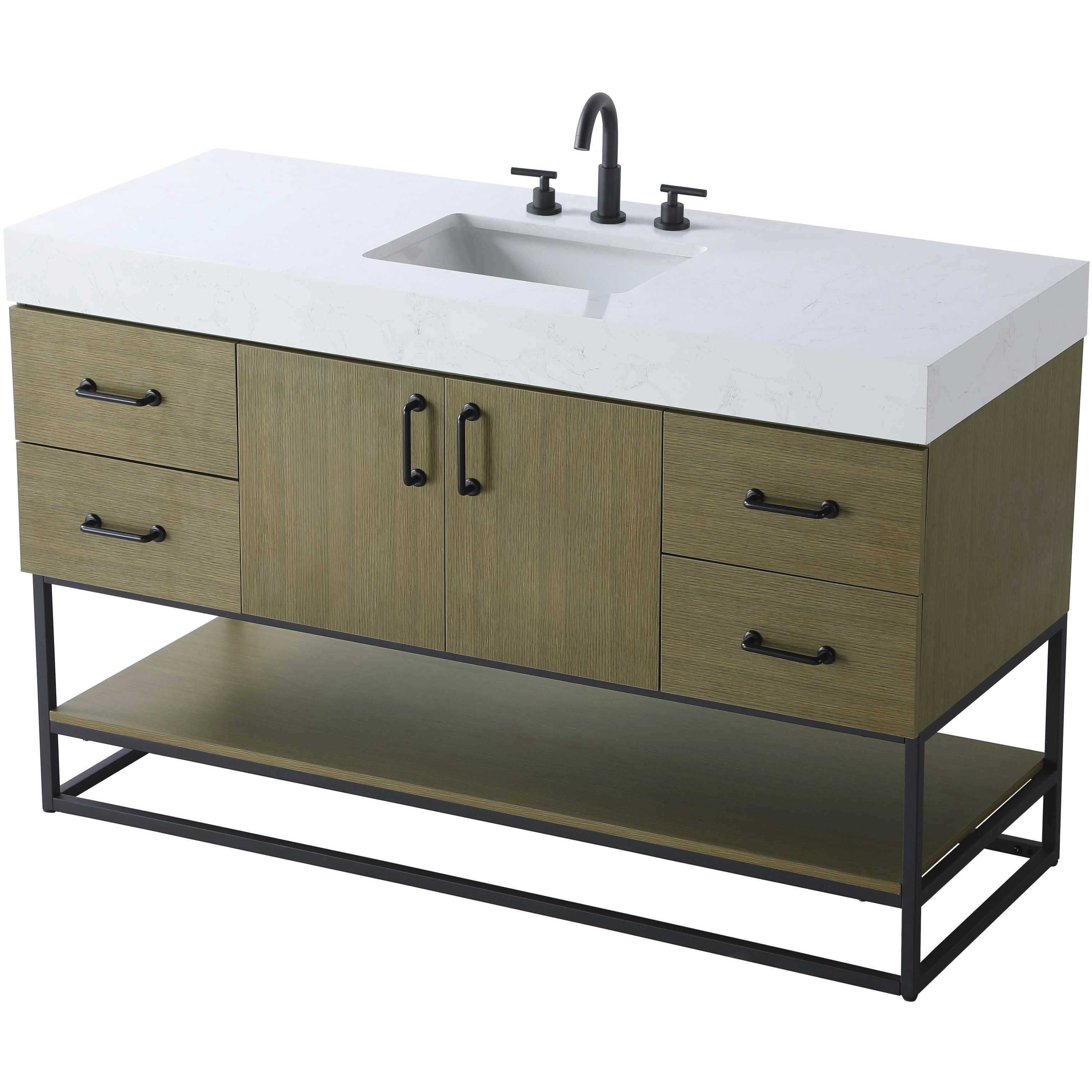 Caroline 54 X 34 inch Chestnut Brown Bathroom Vanity Cabinet