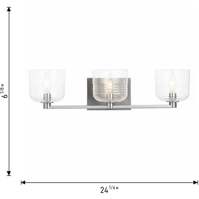 Drew & Jonathan Lochdale 3 Light 24.25 inch Satin Brass Vanity Light Wall Light, Large