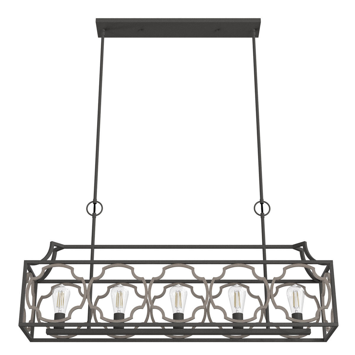 Stone Creek 5 Light 43.5 inch Noble Bronze and White Washed Oak Linear Chandelier Ceiling Light