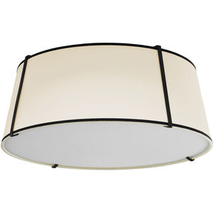 Trapezoid 4 Light 22 inch Black with Cream Flush Mount Ceiling Light