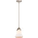 Nouveau 2 Bellmont LED 6 inch Brushed Satin Nickel Mini Pendant Ceiling Light in Matte White Glass